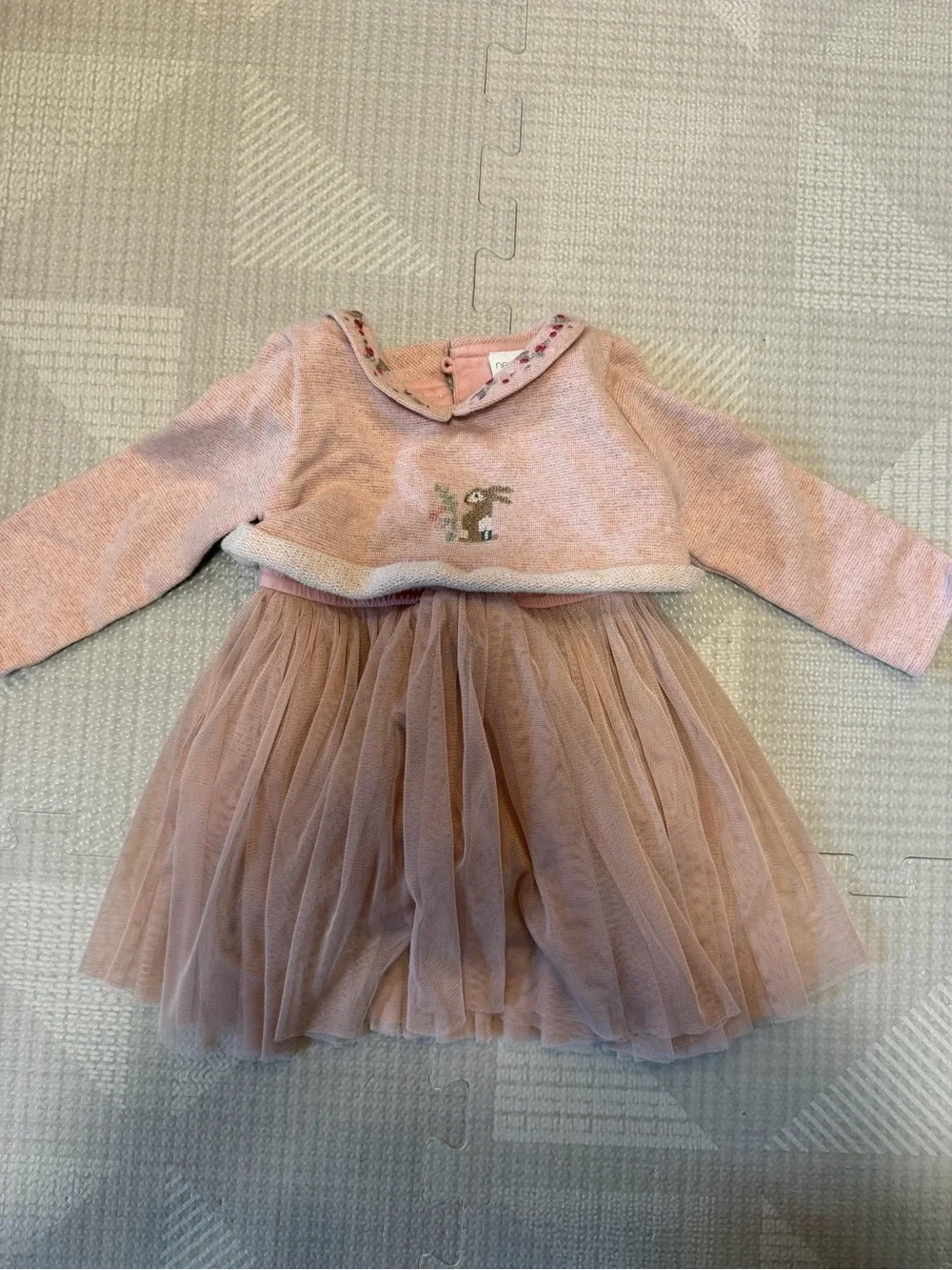 Next Direct Blush Pink Knit Bodice Tulle Skirt Dress